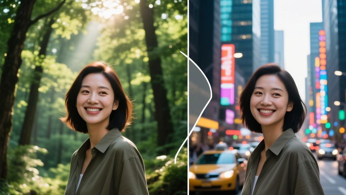 AI抠图换背景效果